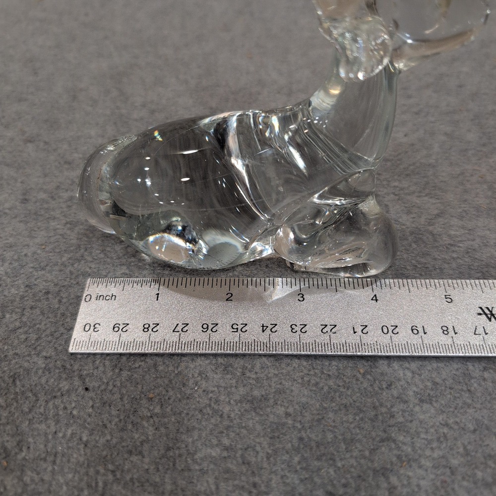 Vintage Silvestri Mouth‎ Blown Clear Glass Reindeer Resting Figurine Decor - Picture 4 of 7